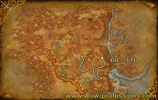 贫瘠之地剥皮地图 (Barrens Skinning map)